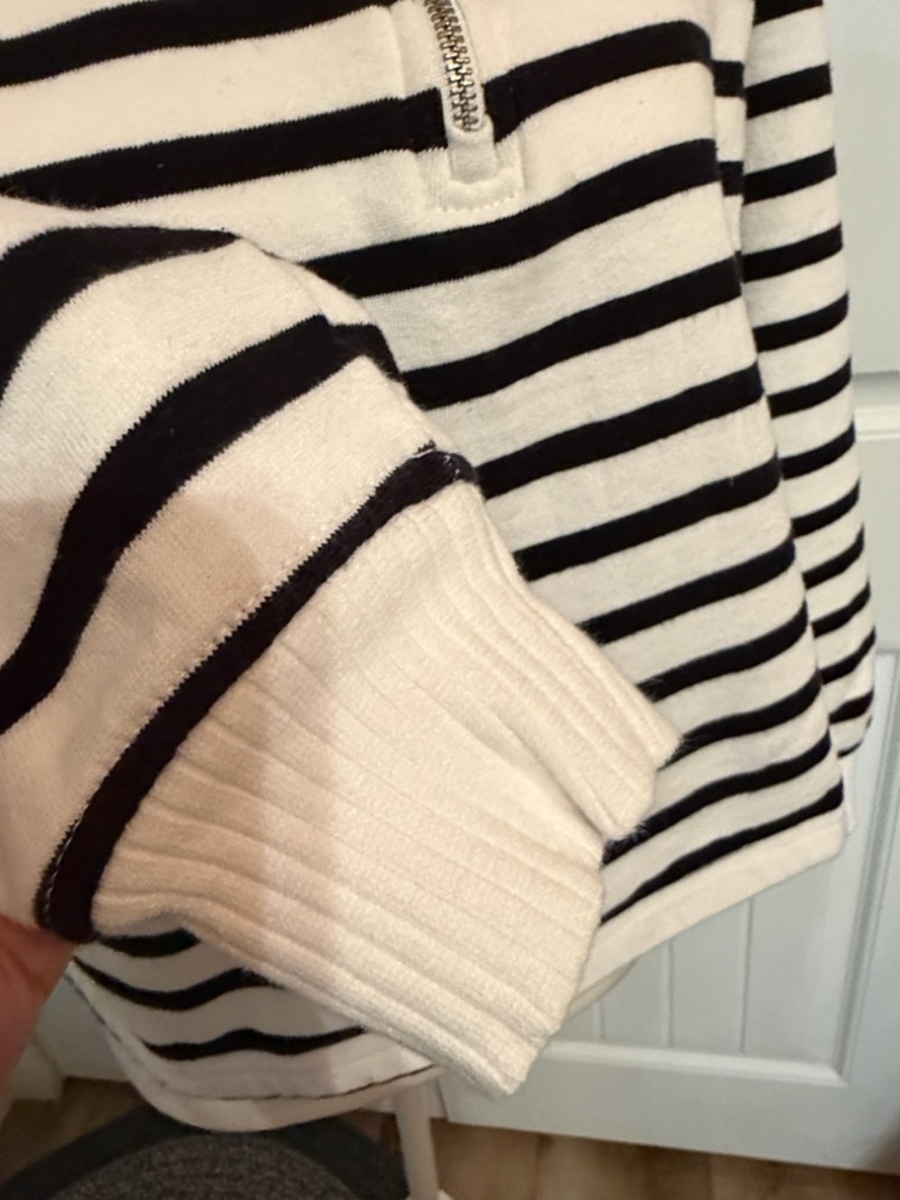 C&C California Women's Cropped Striped Half-Zip Small Pullover Top - Picture 4 of 11
